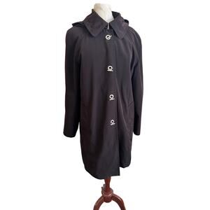 Fog by London Fog Brown Hooded Trench Coat Jacket Large